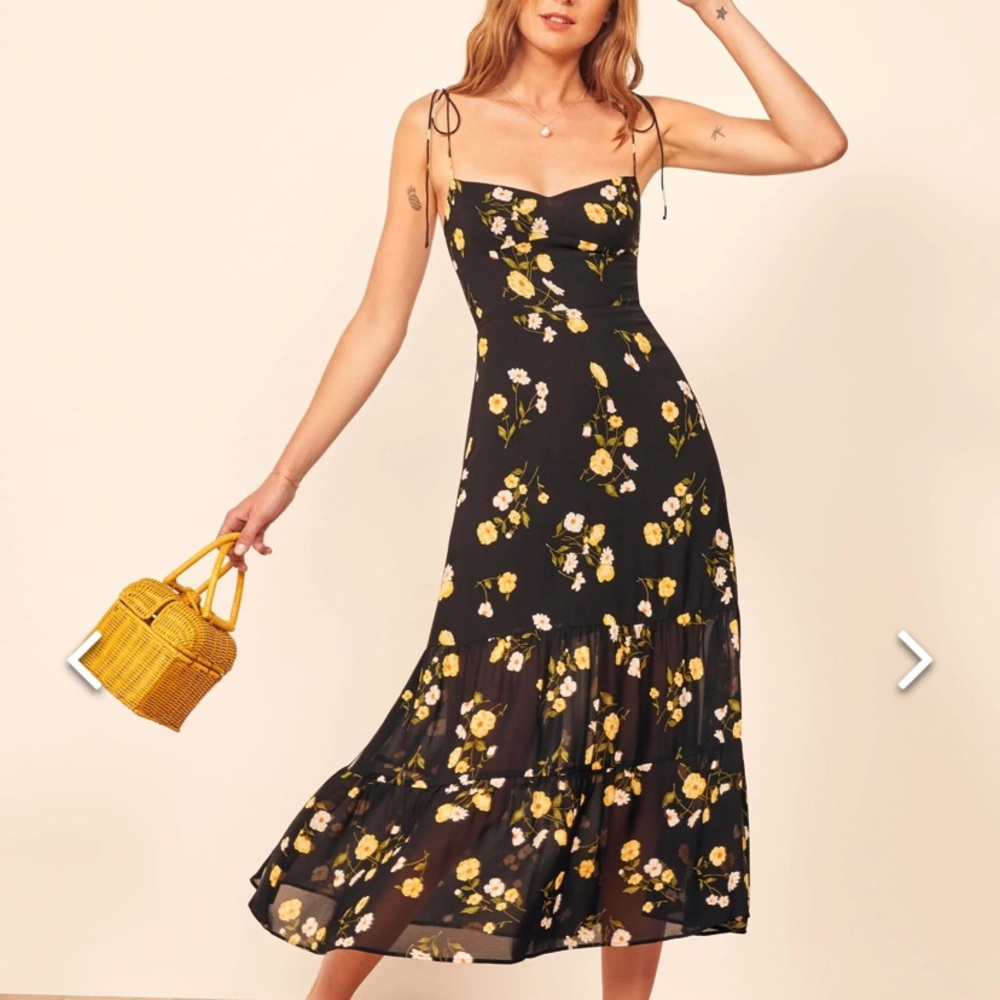 Floral Tie Shoulder Midi Dress